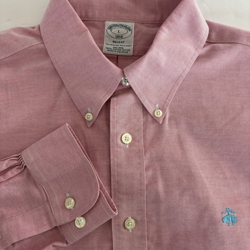 Brooks Brothers Men's Large Pink Button Down Long Sleeve Original‎ Polo Shirt